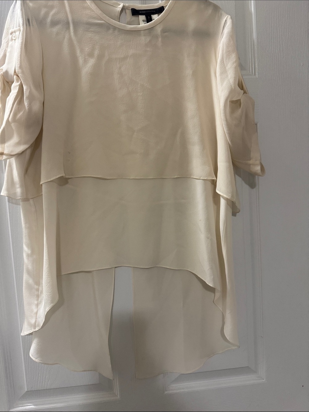 BCBGMaxAzria Cream Layered High-Low Tunic